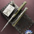 Strider Knives SnG, Two-Tone Tiger Stripe Drop Point Magnacut Blade, OD Green G10 Front Scale With Flamed Titanium Frame Lock