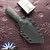 Auxiliary Manufacturing Pocket Bowie,  AEB-L Blade,  Green Micarta/ Shredded Carbon Fiber