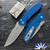 Protech/ Spartan Blades Collab Pallas SB1101-BLUE, Stonewashed Magnacut Blade, Blue Aluminum Handle W/Blasted HW