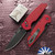 Protech TR-3 Integrity Thumbstud Manual, Black DLC Magnacut Blade, Reptile Textured Red Handle W/Black HW