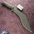 RMJ USA Custom Kukri, Tungsten Gray 80CrV2 Blade, Dirty Olive G10 Handle With Bronze HW, Black Kydex Sheath
