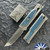 Reate EXO-M Gravity Knife, Satin Elmax Tanto Blade, Satin Titanium, Blue Titanium Inlay