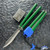 Flytanium Talisong Z, Stonewashed AEB-L Scimitar Blade, Emerald Aluminum Handles