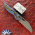 Hypercut Manufacturing Cretin, Dark Stonewashed S45VN Blade, Blue/ Bronze Titanium Handle Scales W/Zirconium Pivot Collar