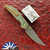 Hypercut Manufacturing Bikkhu, Dark Stonewashed S45VN Blade, Green/ Bronze Titanium Handle W/ Rivet Pattern Titanium Inlay