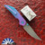 Hypercut Manufacturing Bikkhu, Dark Stonewashed S45VN Blade, Blue/ Purple Titanium Handle W/ Rivet Pattern Titanium Inlay