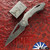RMOR Knives Custom Squirrel, Vegas Forge Rose And Vine Damascus Blade, Crystalized Titanium Handle, With Coin