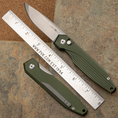 AKC X-treme Dandy Automatic Knife - OD Green Handle Stonewash