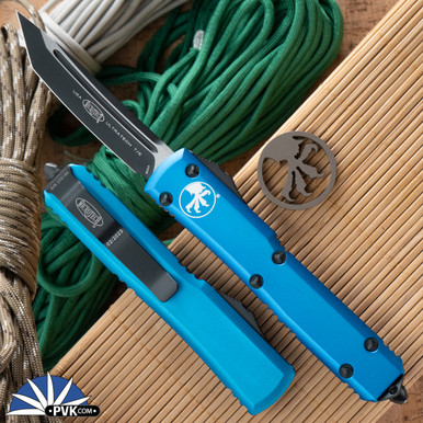 Microtech Ultratech 123-1BL Tanto Black Blade, Blue Handle - PVK