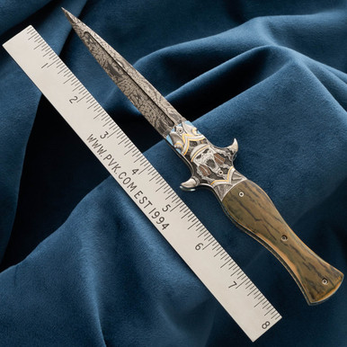 Jody Muller Engraved Devil Dagger, Mammoth Handles, Engraved