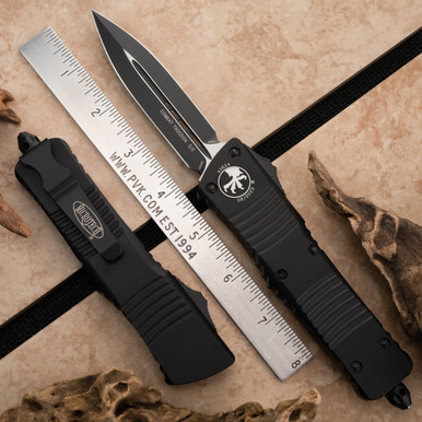 Microtech Combat Troodon 142-1T Double Edge Black Blade, Black
