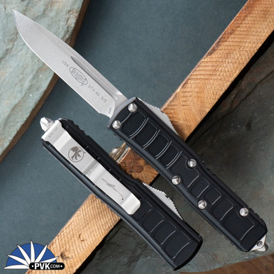 Microtech UTX-85 II 231II-10S Single Edge Stonewash Blade, Black
