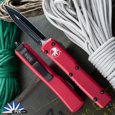 ＴＡＫＥＮ　X1 パワーハンドル　レッド/ブラック　未使用 Microtech Ultratech 122-1RD Double Edge Black Blade, Red Handle - PVK