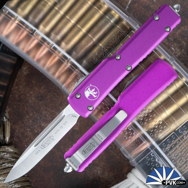 Microtech UTX-70 148-4VI Single Edge Satin Blade, Violet Handle - PVK
