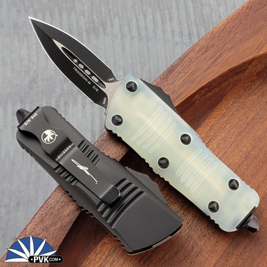 Microtech Mini Troodon 238-1GTJGS Double Edge Black Blade, Jade