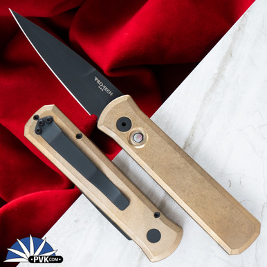Protech Godson Auto 7112 DLC, Stonewashed AlBronze, Black MOP