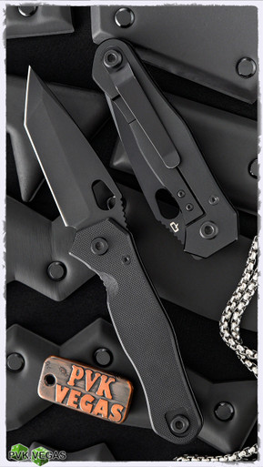 Quartermaster Tanto Roper Frame Lock, Titanium W/G-10 Scale, Black