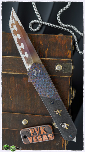 Glenn Waters X Kaiken Ninja Hannya, Carbidized M390, Titanium