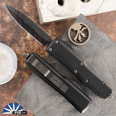 Microtech UTX-85 232-16DLCTSH Double Edge DLC Damascus Blade
