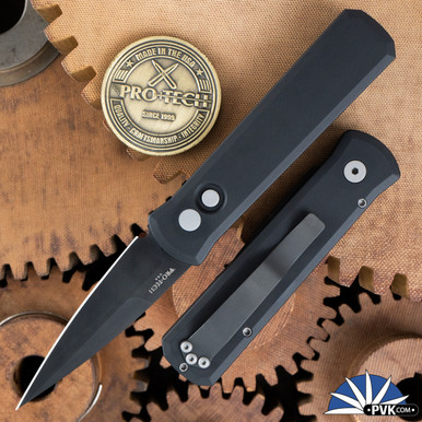 Protech Godson Auto Left Handed 721-LH Black Blade, Solid Black