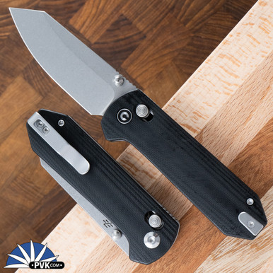 CIVIVI Yonder Crossbar Lock, Stonewash 14C28N Blade, Black G10