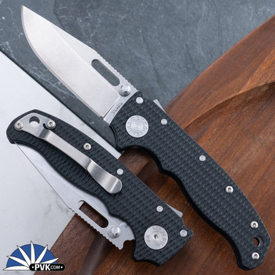 Demko Knives MG AD20S Shark-Lock Stonewash Clip Point Blade, Black
