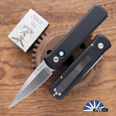 Protech Godson Auto 721-MOP Satin 20CV Blade, Black Handle, Pearl