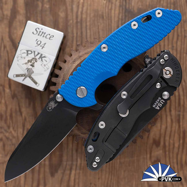 Hinderer XM-18 3.5″ Sheepsfoot, Battle Black S45VN Blade, Blue G10