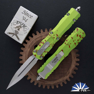 Microtech Dirac 225-10Z Stonewashed Blade, Zombie Handle - PVK