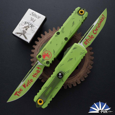 Microtech UTX-85 Gen 4 S/E 12314-1GNS Single Edge Blade, Grinch