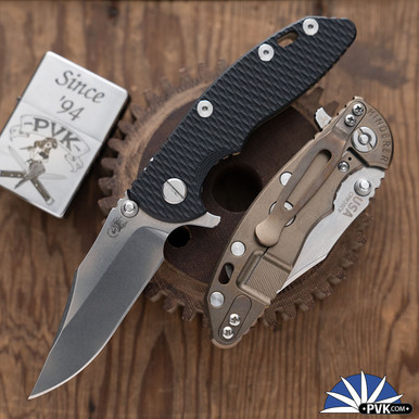 Hinderer XM-18 3.0″ Bowie Stonewashed 20CV Blade, Black G10 Scale