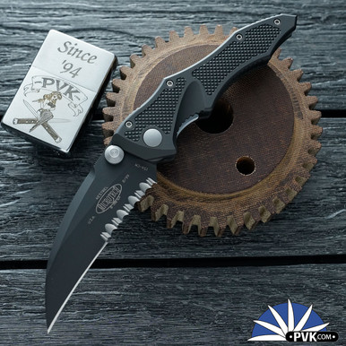 Vintage Microtech Kestrel Manual, Partial Serrated Black Blade