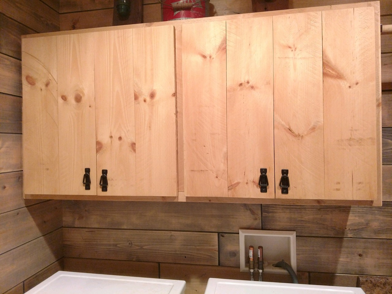 Rough Sawn Pine Laundry Room Cabinets Custom Hand Made Solid Wood