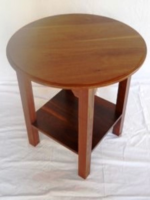 Round Walnut End Table