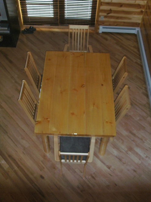 Pine Log Dining Room Table and Chairs