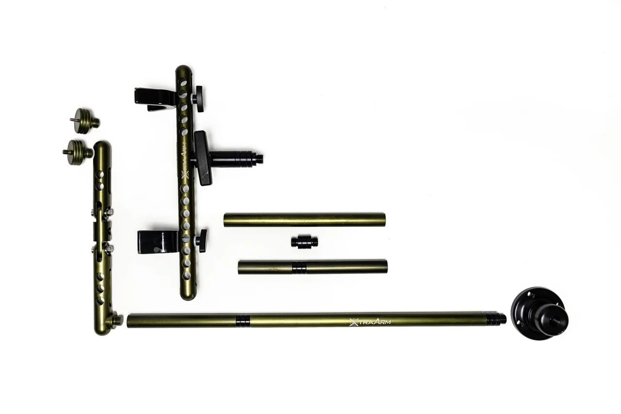 XtraArm Fixed Blind Rest mounted inside a box blind for rifle and crossbow support