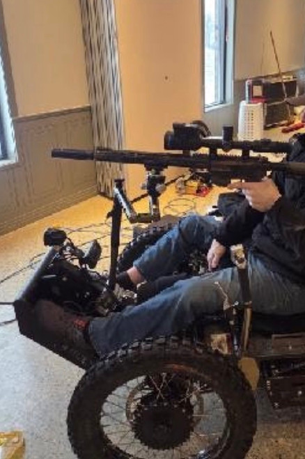 XtraArm Outrider Coyote 4WD Shooting Rest for adaptive hunters, center console mount