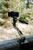 Quick Clamp mount securing to treestand rail, close-up of clamp mechanism