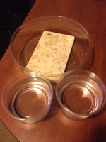 We mix 2 cups of water with each brick.