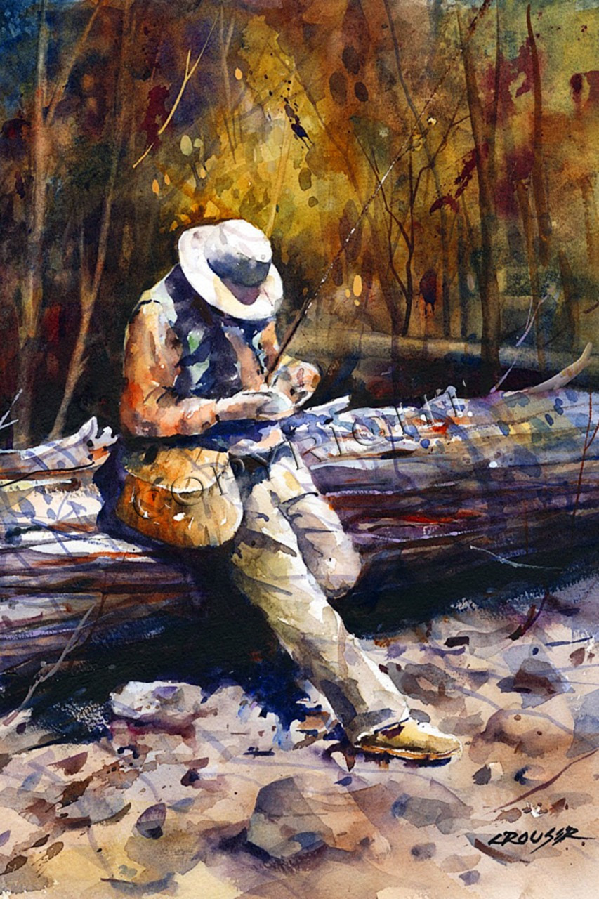 TROUT FISHING Watercolor Print by Dean Crouser 