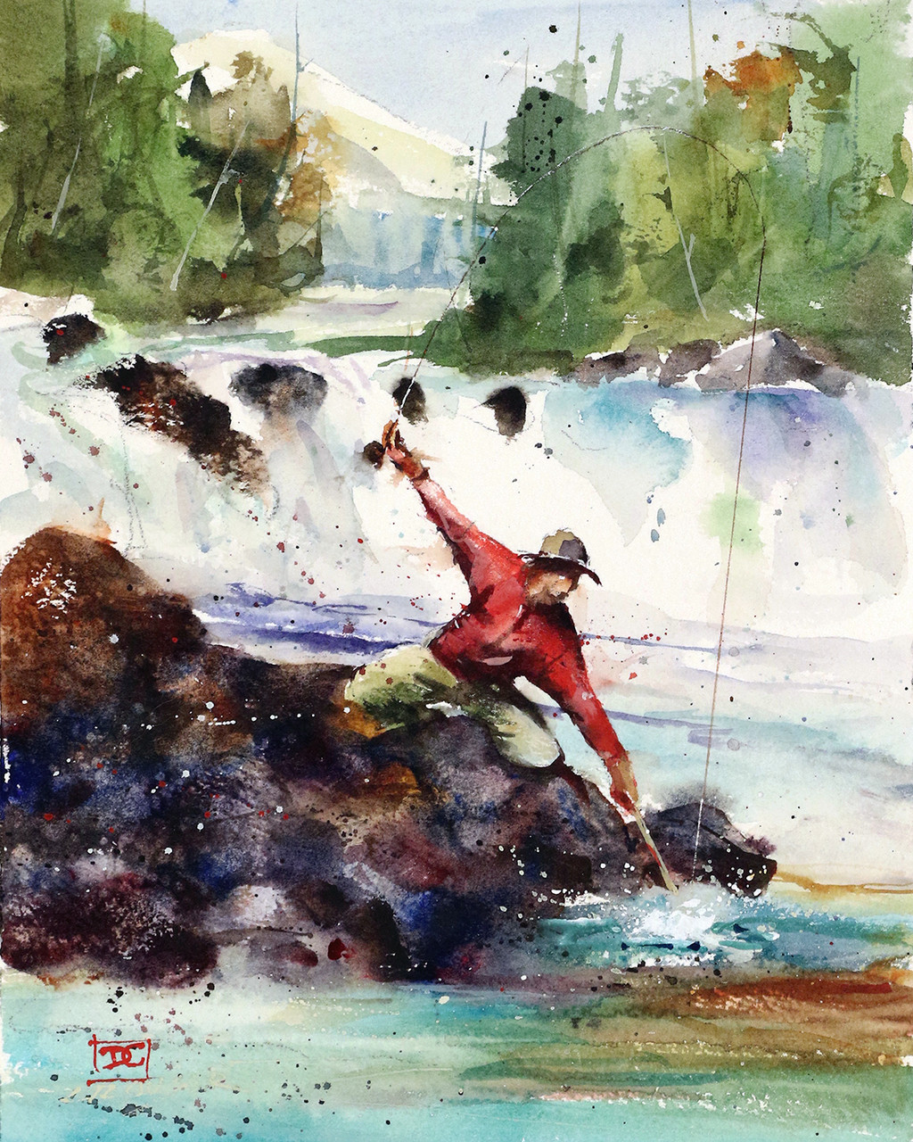 Trout Fishing Watercolor Print By Dean Crouser