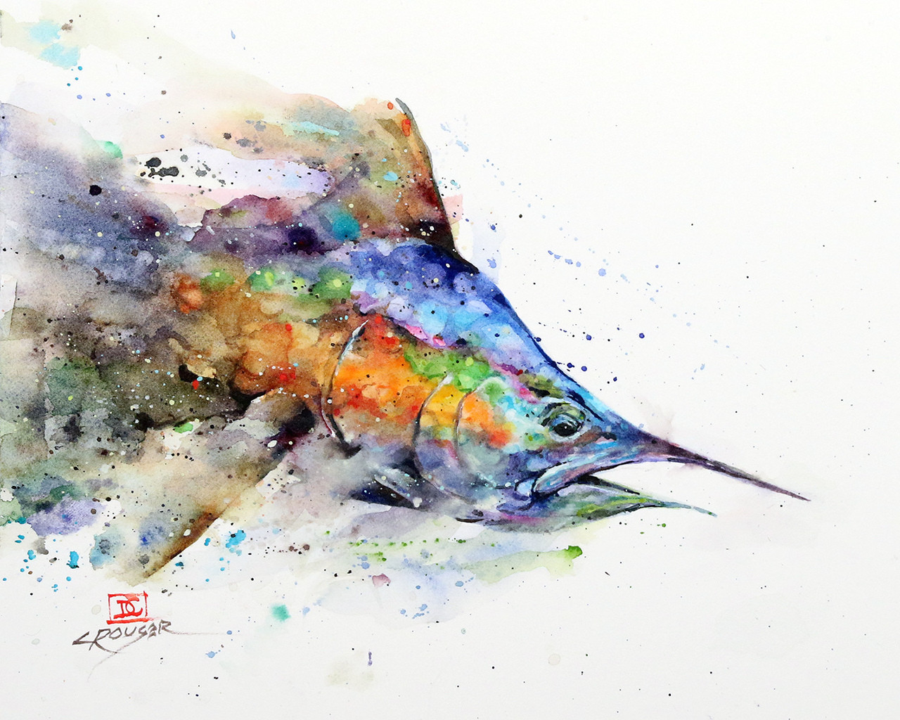 Marlin Watercolor Painting By Dean Crouser