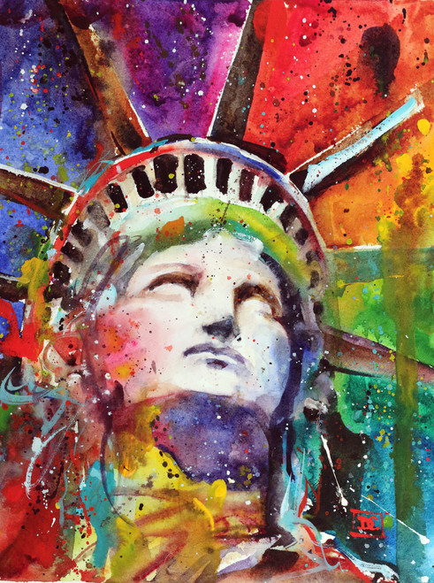 "LIBERTY" limited edition Statue of Liberty print from an original watercolor painting by Dean Crouser. Signed and numbered, edition limited to 400 prints.