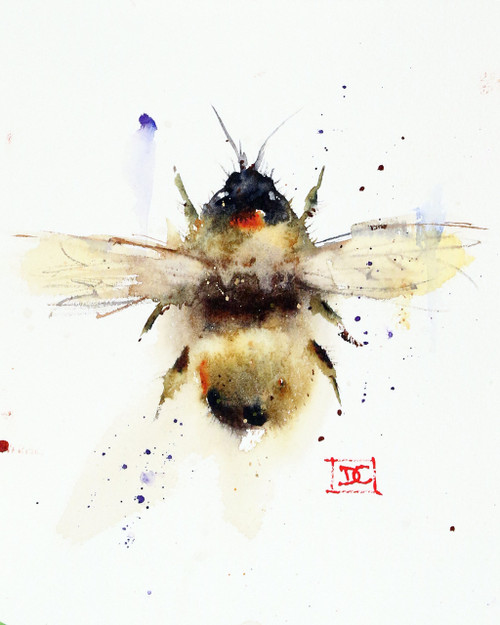 "BUMBLEBEE" bee art from an original watercolor painting by Dean Crouser. Available in a variety of products including signed and numbered limited edition prints, ceramic tiles, greeting cards and more!
