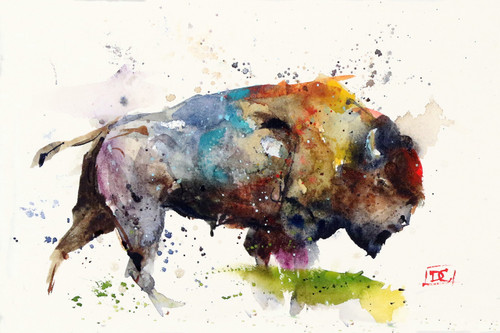 "BISON" buffalo art from an original watercolor painting by Dean Crouser. Available in a variety of products including signed and numbered limited edition prints, ceramic tiles, greeting cards and more!