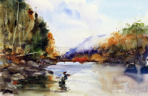 FLYFISHING Watercolor Print, Fish Art Painting by Dean Crouser -  Canada