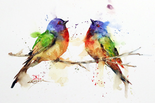 "BUNTING PAIR" original watercolor painted bunting bird painting by Dean Crouser.  This painting measures approximately 9-1/2" x 7" tall. Here is a great opportunity to own a DC original! Artist retains any and all rights to future use of this image. 