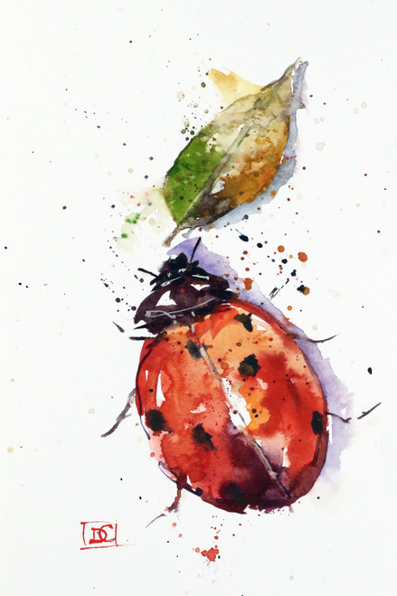 "LADYBUG" watercolor art from an original painting by Dean Crouser. This image is available in a variety of products including limited edition prints, ceramic tiles and coasters, greeting cards and more. 