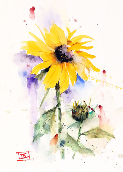 "SUNFLOWER & BUD" 5 x 7" greeting cards. Blank inside, white envelope included. Individually packaged in protective clear flap-sealed bag. Cards sold in multiples of six (6). Quantity discounts.