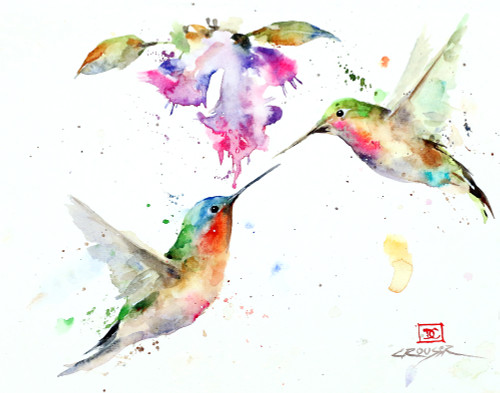 Set of (6) 'THE SWEETHEARTS' 5 x 7" greeting cards from best-selling hummingbird watercolor art by Dean Crouser. Blank inside, white envelope included and individually packaged in clear flap-seal bags. Buy additional sets and save!